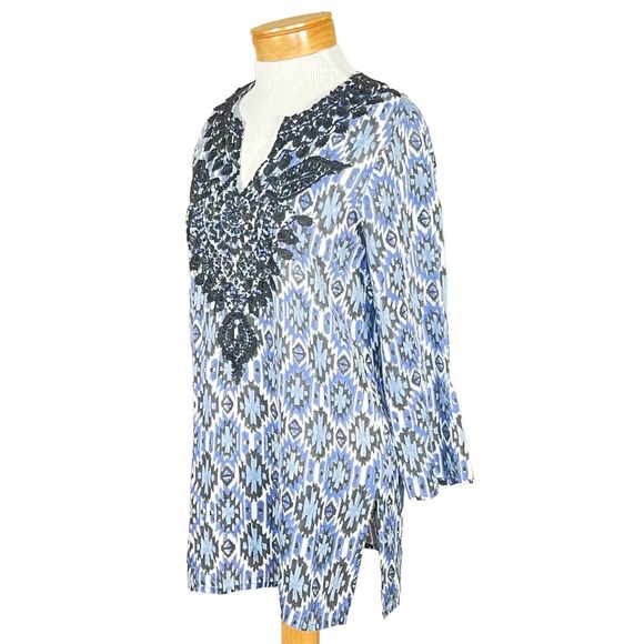 Roberta Roller Rabbit Ikat Tunic With Embroidery & Beaded Accents XS To … - Picture 11 of 11